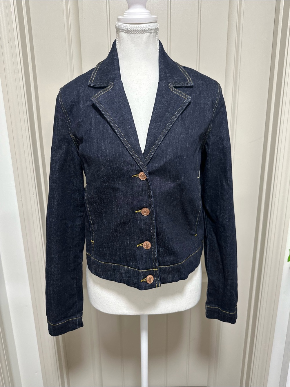 CAbi Dark Indigo Jean Blazer Jacket